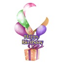 Happy Birthday, regalo y globos.