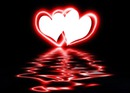 2 coeurs rouge avec reflet sur l'eau 2 photos