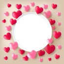 marco circular entre corazones.
