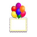 cartel cumpleaños, globos de colores.