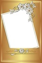 marco dorado y flores blancas.