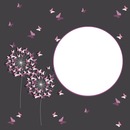 marco circular y mariposas lila.
