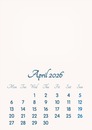 April 2026 // 2019 to 2046 // VIP Calendar // Basic Color // English