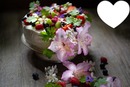Gateau fruits décor fleurs
