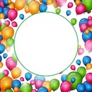 marco cumpleaños, globos coloridos.
