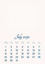 July 2030 // 2019 to 2046 // VIP Calendar // Basic Color // English