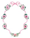 1 cadre ovale avec fleurs roses