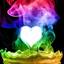 coeur en feu multicolore