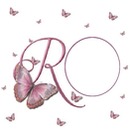 letra R y mariposas, lila.