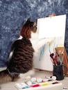 chat qui peint