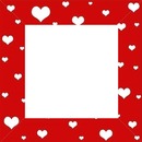 marco rojo y corazones blancos.