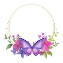 marco circular y mariposa lila.