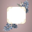 marco lila, hojas azules, 1 foto