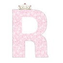 letra R rosada y corona.