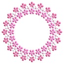 marco circular- florecillas fucsia.