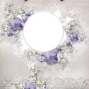 marco circular y florecillas lila.