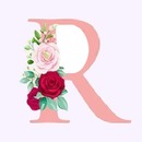 letra R rosada y rosas.