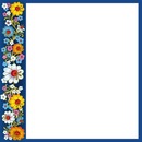 marco borde azul y flores.