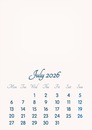 July 2026 // 2019 to 2046 // VIP Calendar // Basic Color // English