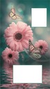 collage, 2 fotos, fondo flores y mariposas.