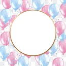 Feliz Cumpleaños, globos rosados y azules.