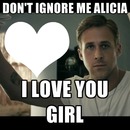 Ryan Gosling aime Alicia
