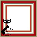 marco rojo, gato negro.