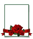 marco verde y rosas rojas.