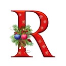 letra R con adornos navideños.