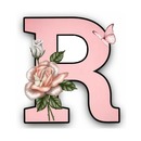letra R y rosas rosada.