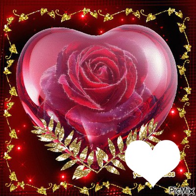 Rose de coeur Photo frame effect | Pixiz