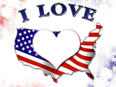 I Love avec drapeaux américain coeur & étoile Fotomontaż
