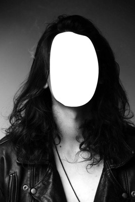 Guy with long hair Black and White Fotomontaža