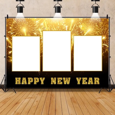 Happy New Year - collage 3 fotos Photo frame effect