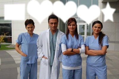 Doktorlar Ela,Levent,Zenan,Zeynep. Fotomontaggio