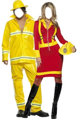 couple en pompier Fotomontaža