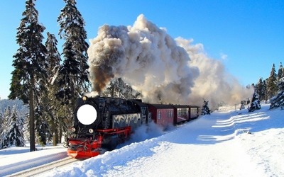 loco dans la neige Фотомонтаж