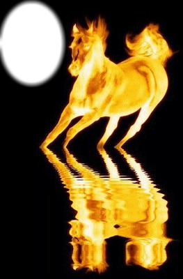cheval en feu Photomontage