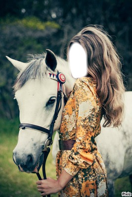 girl with horse Photo frame effect