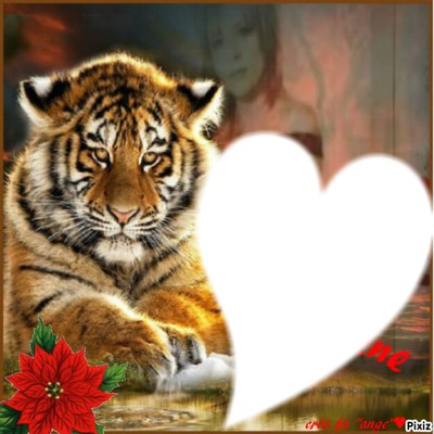 tigre a la fleur Fotomontage