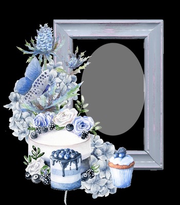 blue frame Photomontage
