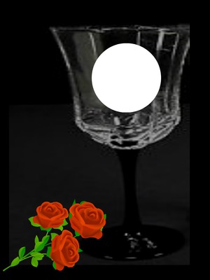 Octagon Water Goblet with Roses Фотомонтаж