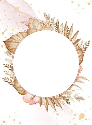 marco circular sobre hojas marrones. Фотомонтаж