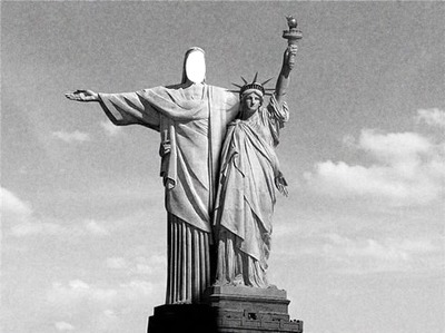 Statue du Christ Rédempteur et la statue de la Liberte Montaje fotografico