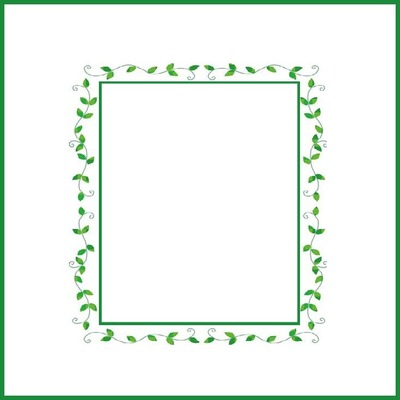 marco y hojas verde. Fotomontaggio