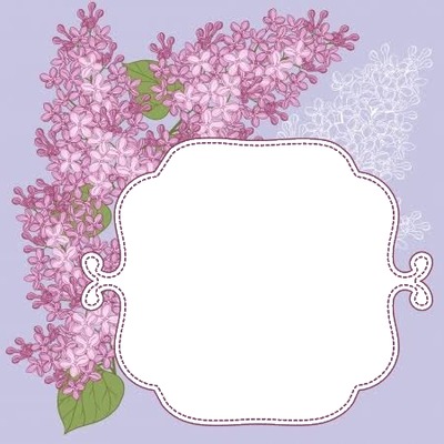 marco y florecillas lila. フォトモンタージュ