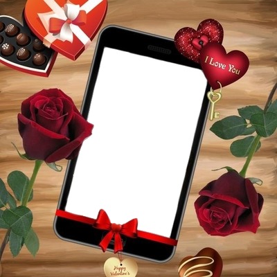 i love you, celular. Fotomontage