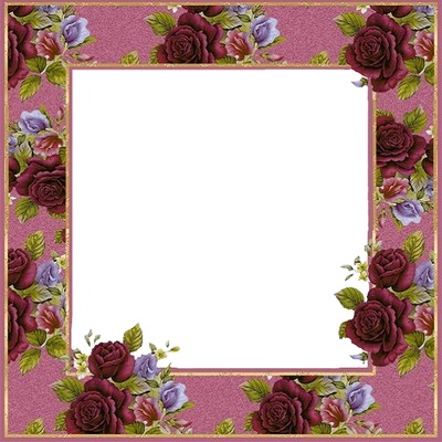 marco y rosas lila. Fotomontagem