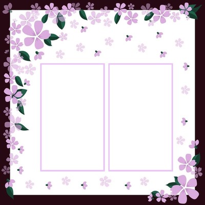 florecillas lila, collage 2 fotos. Fotomontaggio