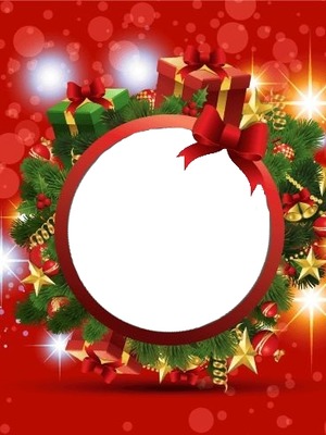 marco circular navideño. Fotomontaža